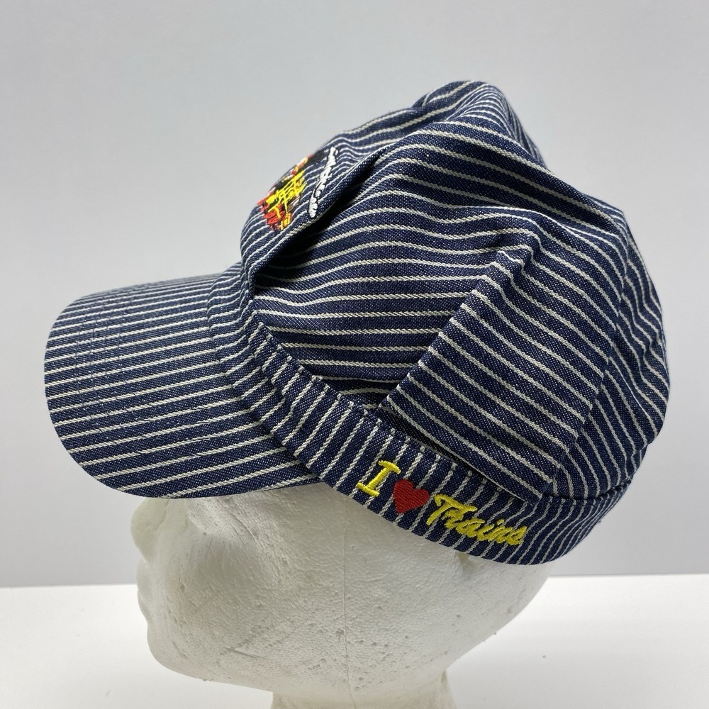 Boys Steam Engine Embroidered Train Engineer Hat Pinnacle Awards I Love Trains - Picture 4 of 9